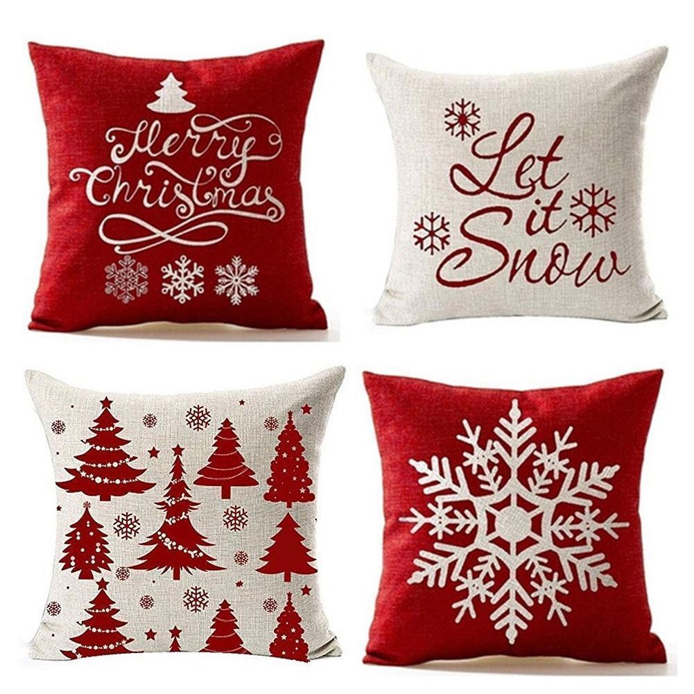 Beautiful Snowflake In Red Merry Christmas Gifts Xmas Cushion Cover Case Decorations Winter Holiday Party Pillow Zipper Pillowcase For Sofa Home Office Living Room Car Stevvex