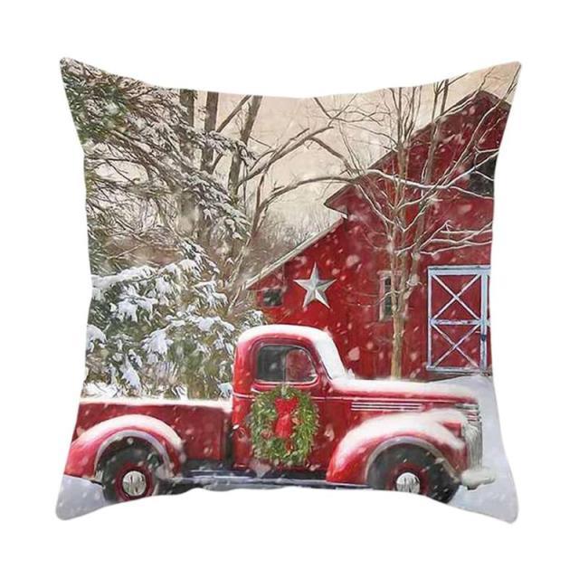 Beautiful Snowflake In Red Merry Christmas Gifts Xmas Cushion Cover Case Decorations Winter Holiday Party Pillow Zipper Pillowcase For Sofa Home Office Living Room Car Stevvex