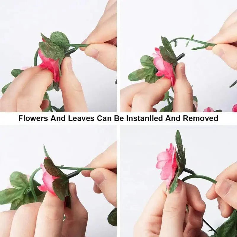 Beautifully Designed 250CM Rose Artificial Flowers Christmas Garland for Wedding Home Room Decoration Spring Autumn Garden Arch Fake Plant Vine Stevvex