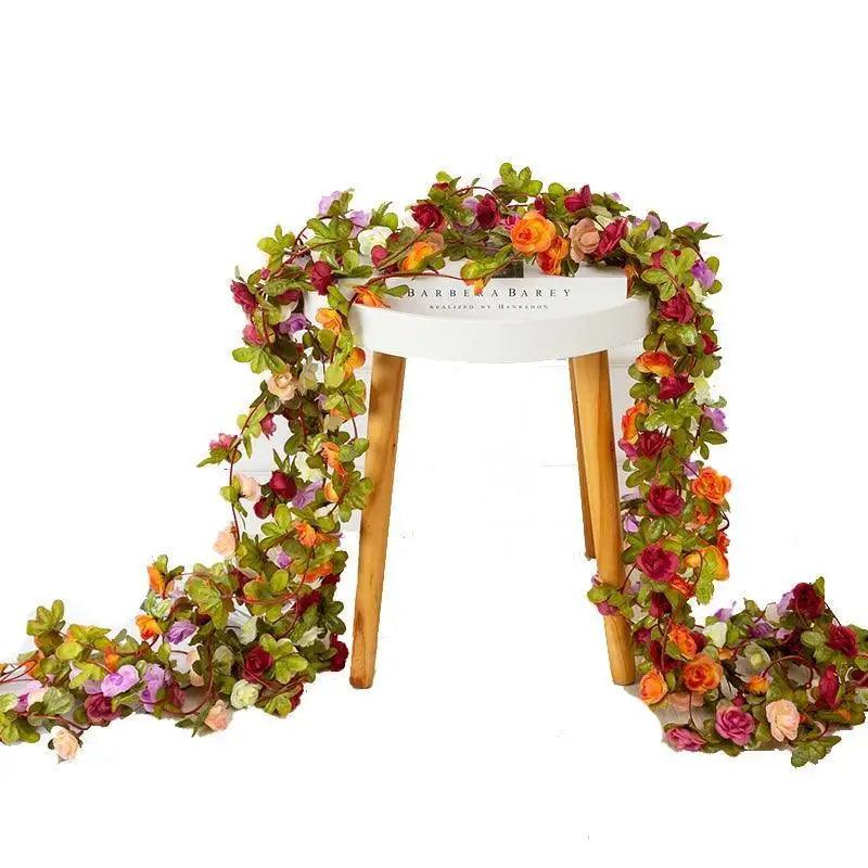 Beautifully Designed 250CM Rose Artificial Flowers Christmas Garland for Wedding Home Room Decoration Spring Autumn Garden Arch Fake Plant Vine Stevvex