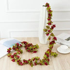 Beautifully Designed 250CM Rose Artificial Flowers Christmas Garland for Wedding Home Room Decoration Spring Autumn Garden Arch Fake Plant Vine Stevvex