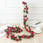 Beautifully Designed 250CM Rose Artificial Flowers Christmas Garland for Wedding Home Room Decoration Spring Autumn Garden Arch Fake Plant Vine Stevvex