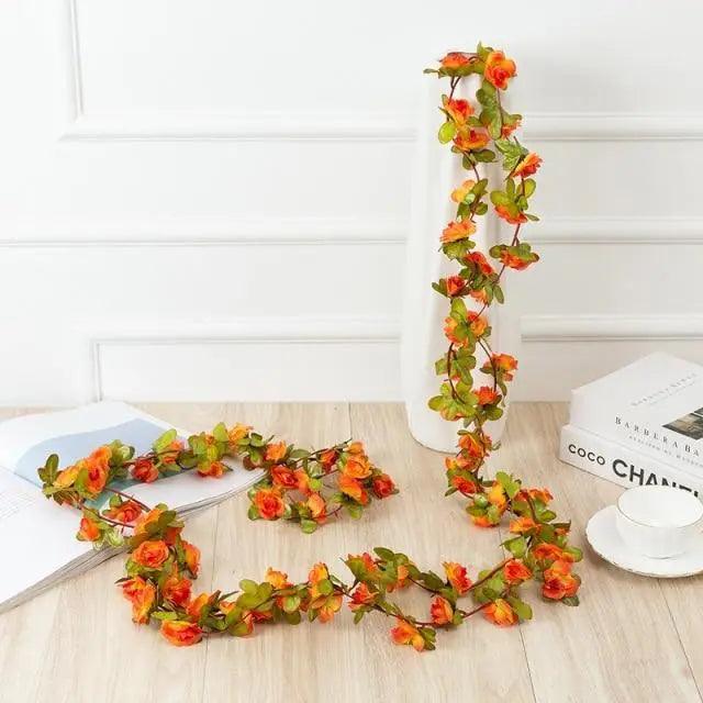 Beautifully Designed 250CM Rose Artificial Flowers Christmas Garland for Wedding Home Room Decoration Spring Autumn Garden Arch Fake Plant Vine Stevvex