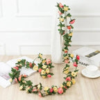 Beautifully Designed 250CM Rose Artificial Flowers Christmas Garland for Wedding Home Room Decoration Spring Autumn Garden Arch Fake Plant Vine Stevvex