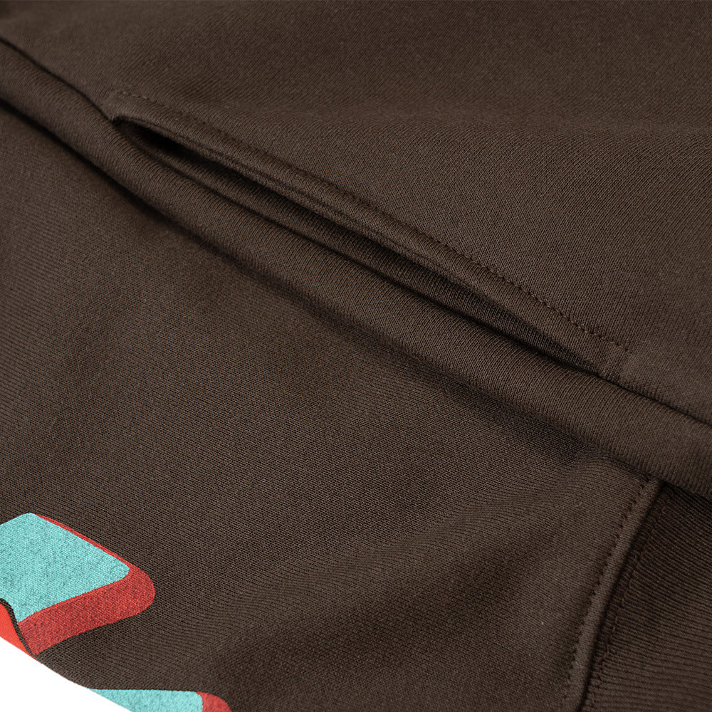 Men's American High Street Alphabet Print Hooded Sweatshirt