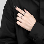 Silver Color Black Stone Ring Pi-Mart