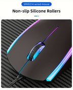 Wired Gaming Mouse with LED Backlight, 1200 DPI Optical Sensor, Ergonomic Design, ESports Games Theme, Right-Hand Orientation, Non-Slip Silicone Rollers, Battery-Free Operation for Windows/PC/Mac/Laptop