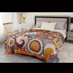 4 Layers Boho Style Gauze Blanket Set - Soft, Breathable, Lightweight, 100% Cotton, Colorful Muslin Throw Blanket for All Seasons with 1 Boho Gauze Blanket and 2 Pillow Covers without Pocket