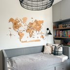 3D Wooden World Map Gold Enjoy The Wood