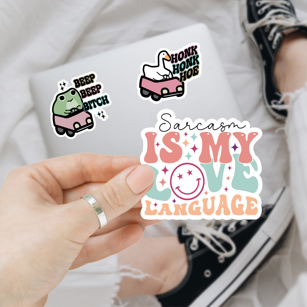 Funny Vinyl Sticker Pack Waterproof Decals For Water Bottle Laptop Journal Luggage Pack BandsCo Straps