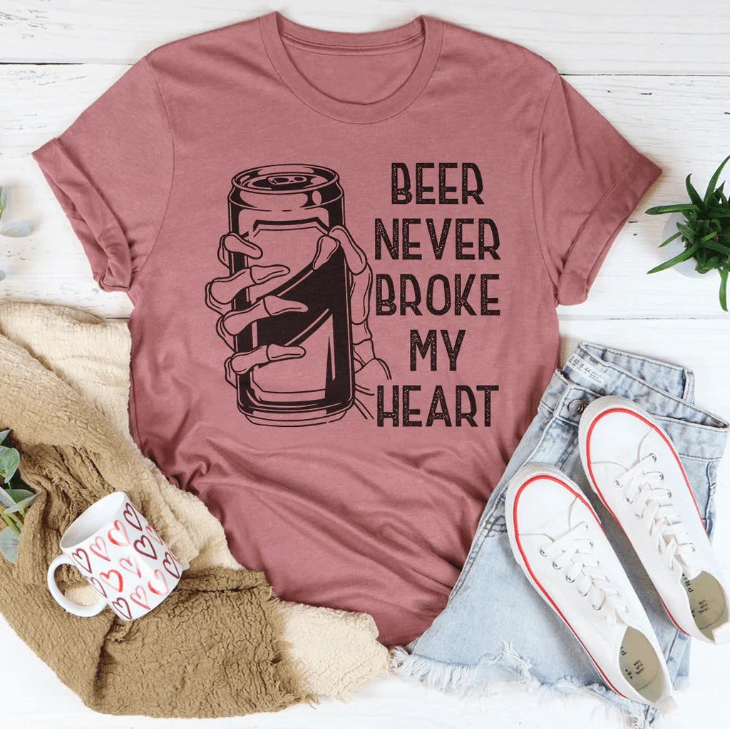 Beer Never Broke My Heart Skull Tee Peachy Sunday