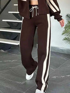 Plus Stripes Zip Set: Full-Size Comfort Duo THRIXINE