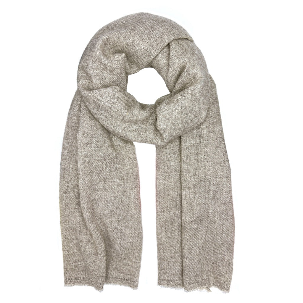 Beige Oversized Handloom Cashmere Scarf Wrap - Grade A Himalayan Soft Throw