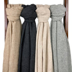 Beige Oversized Handloom Cashmere Scarf Wrap - Grade A Himalayan Soft Throw