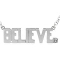 Believe Block Letter Necklace With Swarovski Crystal