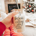 17oz Glass Tumbler With Bamboo Lid, 2 Steel Straws And Cleaner - Believe Joy BandsCo Straps