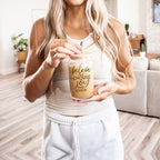 17oz Glass Tumbler With Bamboo Lid, 2 Steel Straws And Cleaner - Believe Joy BandsCo Straps
