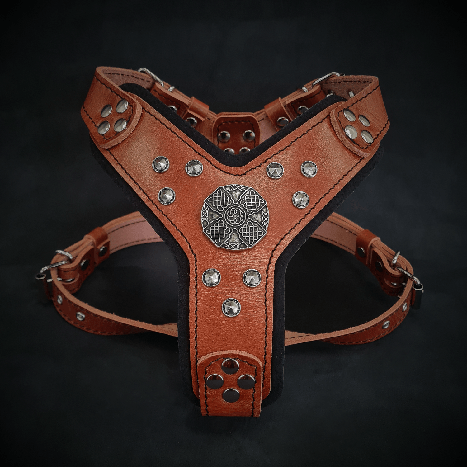 The ''Maximus'' harness brown & silver Small to Medium Size - SJB-DIAMOND ELITES