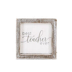 Best Teacher Ever Wooden Sign 5x5 Framed Gift For Teacher Appreciation Teacher Day Classroom Decor BandsCo Straps