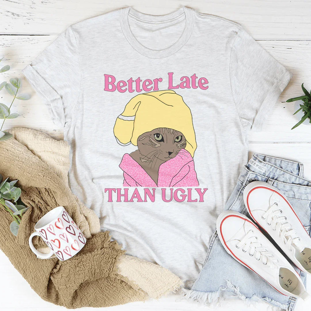 Better Late Than Ugly Kitty Tee Peachy Sunday