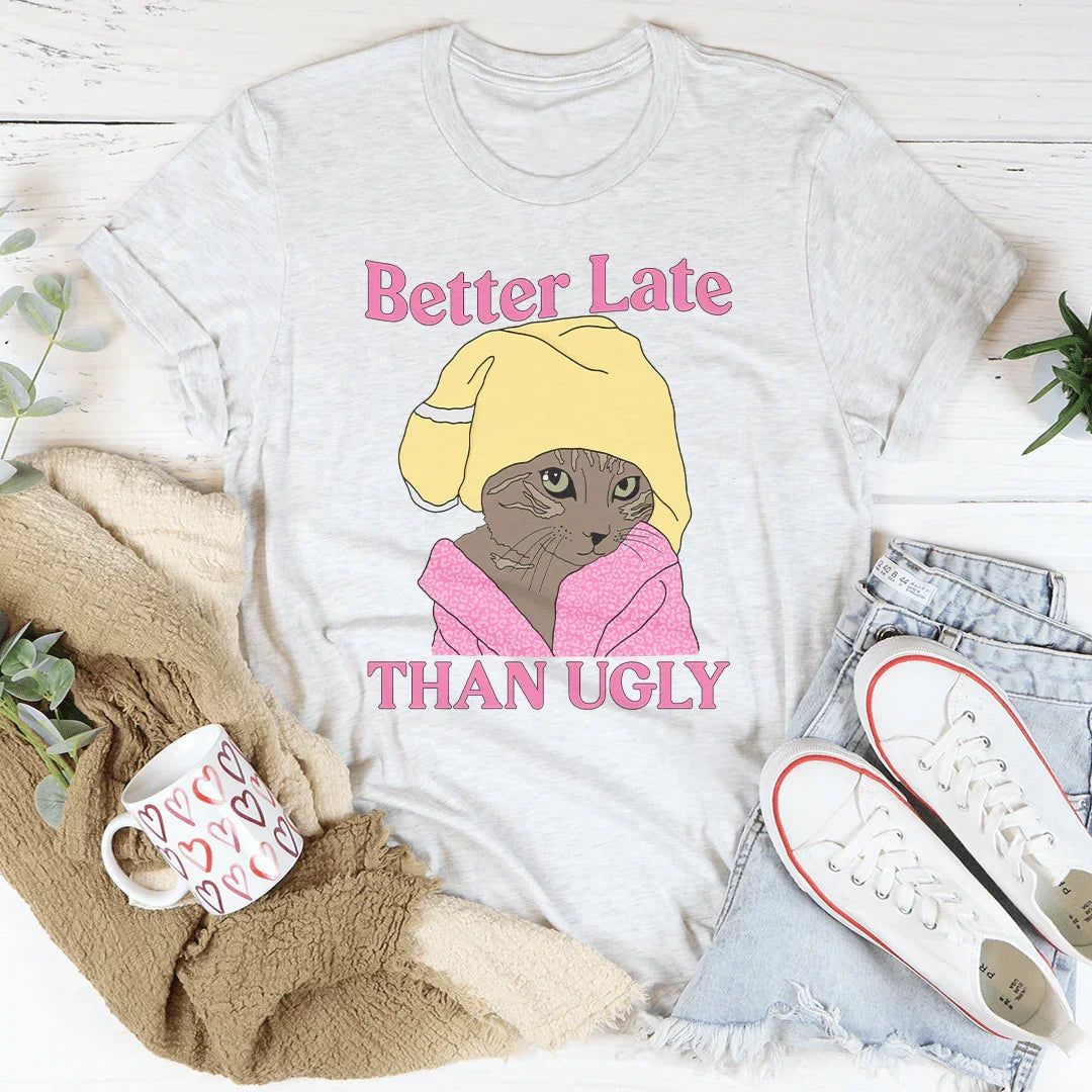 Better Late Than Ugly Kitty Tee Peachy Sunday