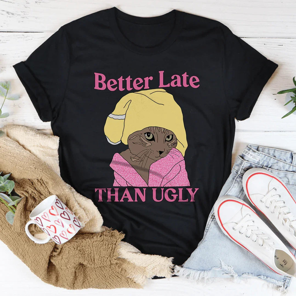 Better Late Than Ugly Kitty Tee Peachy Sunday
