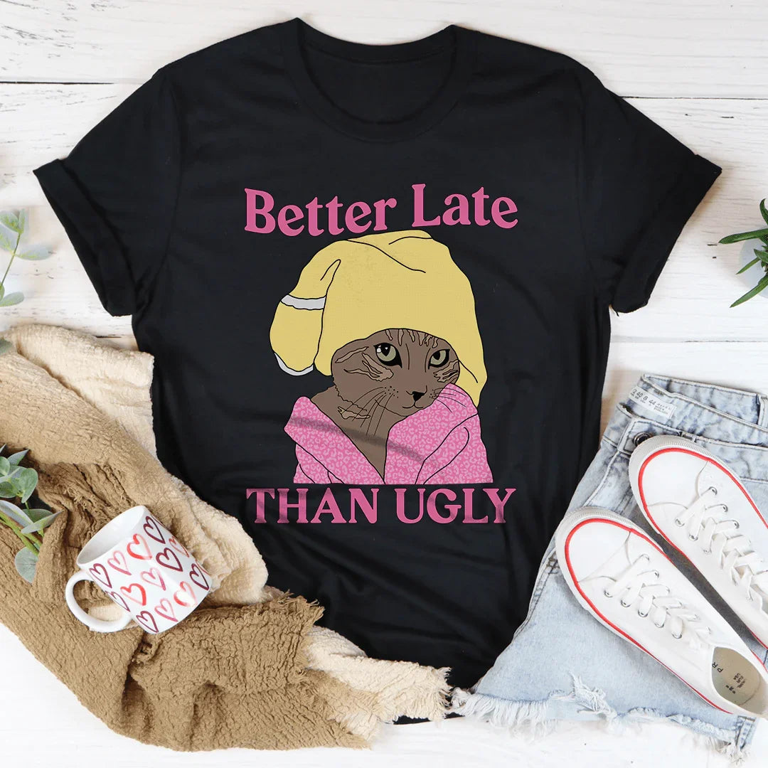 Better Late Than Ugly Kitty Tee Peachy Sunday