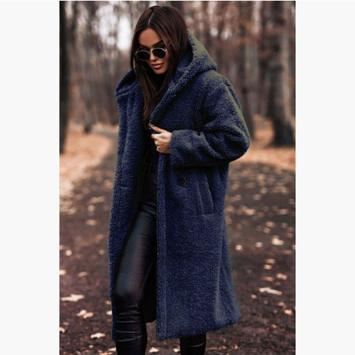 Autumn Winter Fashion Elegant Long Coat Woman Plush Warm Faux Fleece Coat Women Teddy Jacket Female Teddy Coat Outwear Ladies Pi-Mart