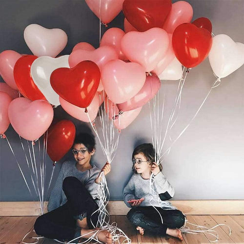 100Pc Red Pink Balloons 10Inch Love Heart Latex Balloons For Wedding Party and Celebration Helium Balloon Valentines Day Birthday Party Inflatable Balloons - SJB-DIAMOND ELITES