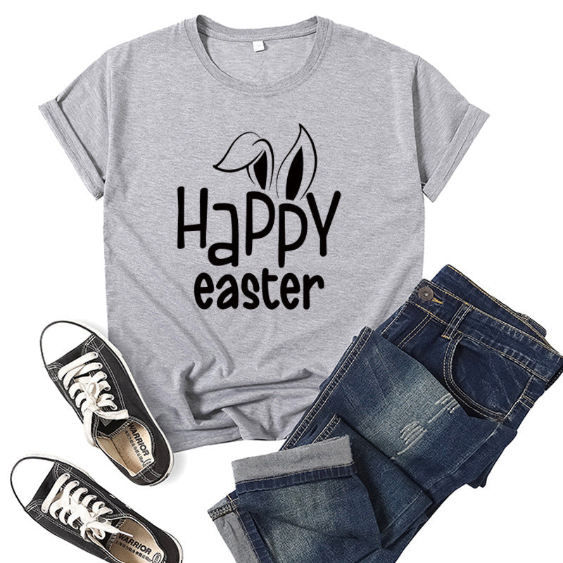 Women's Bunny Happy Easter Print Top Pi-Mart