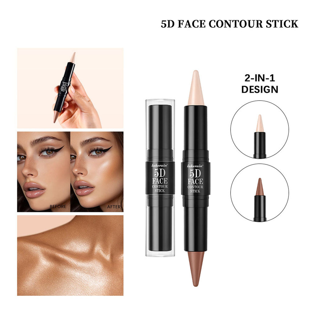 3 PCs Lipstick Lip Liner Eyeliner Highlight Contour Stick Suit 5D Face Makeup Set Suit