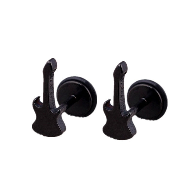 Small Black Punk Stud Earrings Pi-Mart