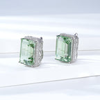 Luxurious And High-grade Natural Green Crystal Earrings, Fashionable Design, S925 Silver