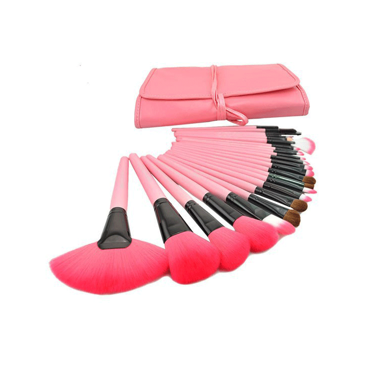 24 PCs Makeup Brush With Horse Hair Black Wood Color Makeup Full Set Pi-Mart