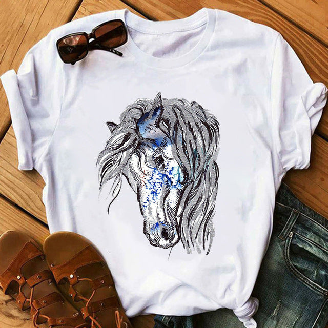New Artistic Horse Women's Printed Wear Short-sleeved T-shirt Lootquake LLC