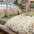 Washed Cotton Bed Sheet Quilt Cover Four-piece Set Pi-Mart
