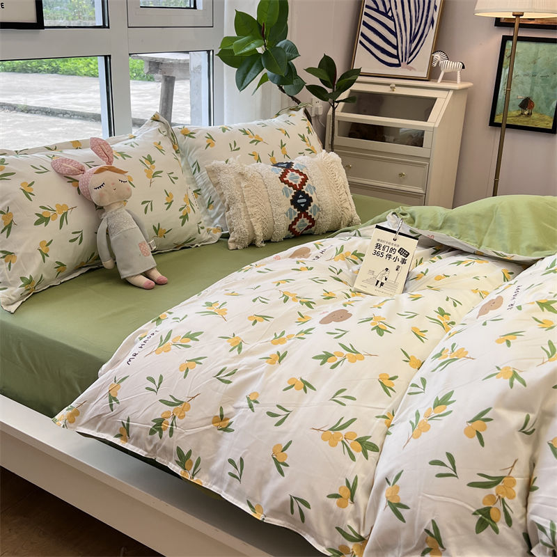 Washed Cotton Bed Sheet Quilt Cover Four-piece Set Pi-Mart