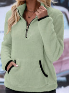 PlushZip Fleece: Cozy Full-Sleeve Plus Sweatshirt THRIXINE
