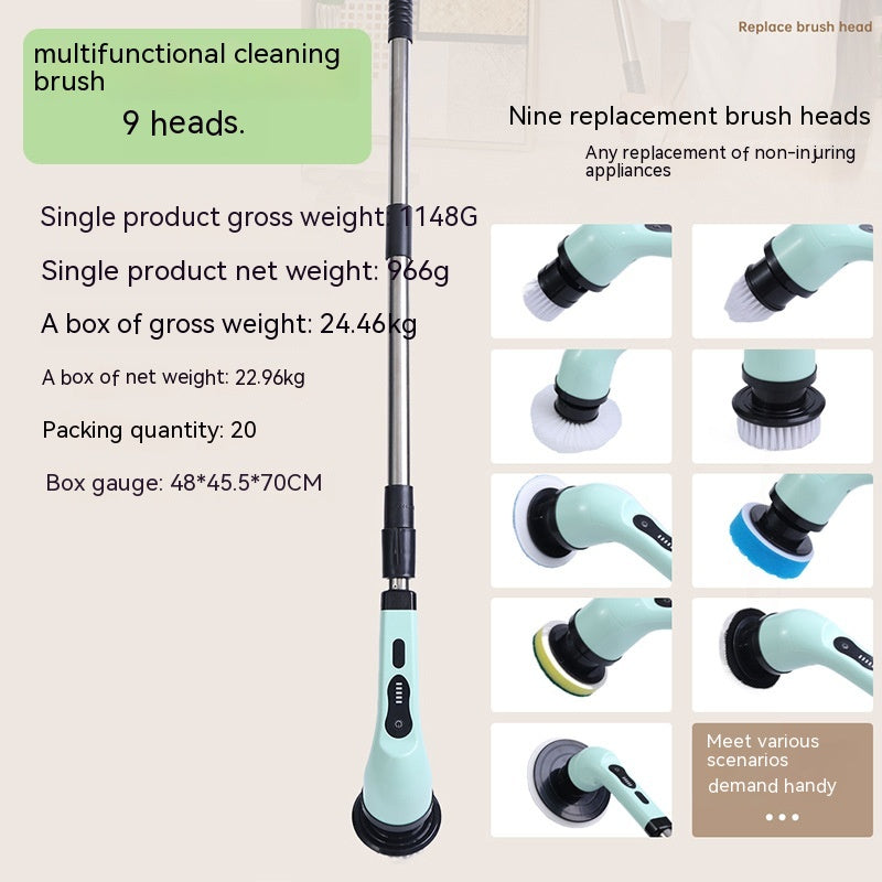 Multifunctional Household Wireless Electric Cleaning Brush Toilet Kitchen Retractable Nine-in-one Portable Pi-Mart