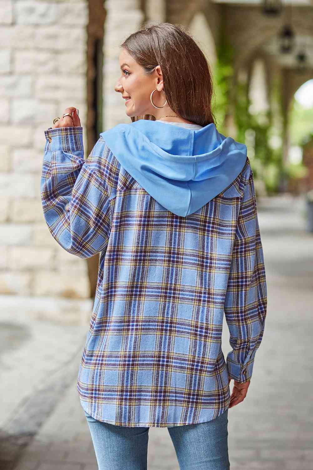 Modern Women Plaid Long Sleeve Hooded Jacket Stylish & Comfortable Outerwear For Winter And Autumn Stevvex