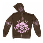Brown Print Hooded Oversized Sweatshirt