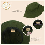 Canvas Bucket Hat - Washed Cotton Moldable Brim - UPF Sun Protection