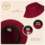 Canvas Bucket Hat - Washed Cotton Moldable Brim - UPF Sun Protection