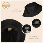 Canvas Bucket Hat - Washed Cotton Moldable Brim - UPF Sun Protection