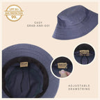 Canvas Bucket Hat - Washed Cotton Moldable Brim - UPF Sun Protection