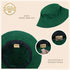 Canvas Bucket Hat - Washed Cotton Moldable Brim - UPF Sun Protection
