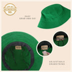 Canvas Bucket Hat - Washed Cotton Moldable Brim - UPF Sun Protection