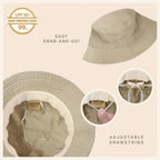 Canvas Bucket Hat - Washed Cotton Moldable Brim - UPF Sun Protection
