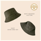 Canvas Bucket Hat - Washed Cotton Moldable Brim - UPF Sun Protection