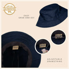Canvas Bucket Hat - Washed Cotton Moldable Brim - UPF Sun Protection